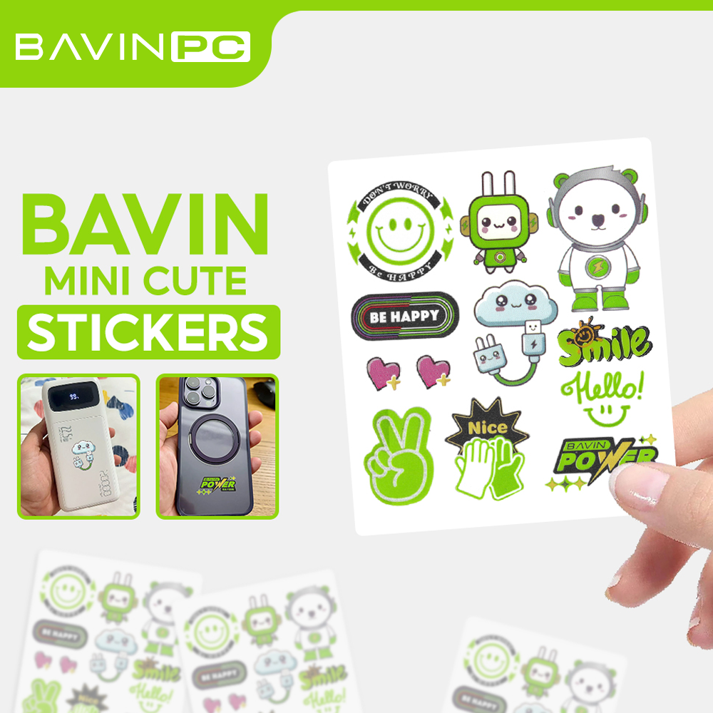 BAVIN Cute Cartoon Character Stickers Transparent DIY Decorative Sticker Suitable for Powerbank, Laptop & Smartphones