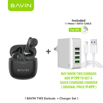 BAVIN HB-BA-19 TWS Wireless Bluetooth 5.3 Earbuds w/ HiFi Stereo Sound, Touch Control & Type-C Fast Charging
