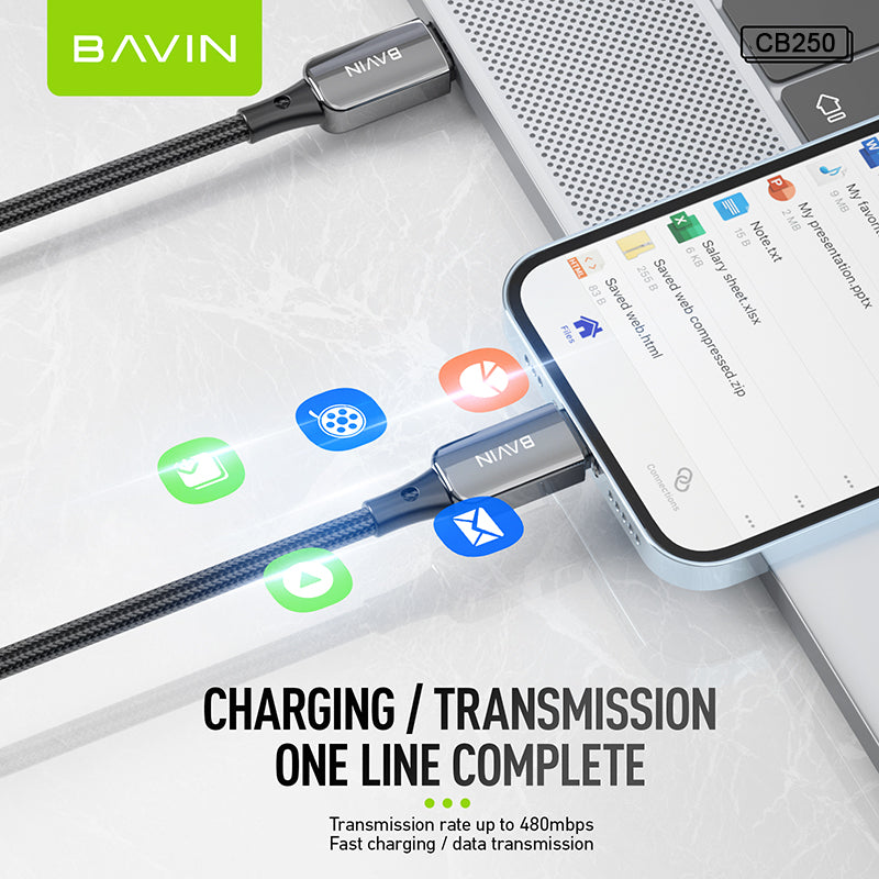 BAVIN U-CB250-M  BK 18W Fast Charging Cable Nylon Braided Suitable for USB to Micro