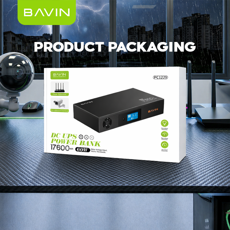 BAVIN PC1229 60W 17600mAh/120W 20800mAh DC UPS Powerbank Uninterrupted Backup Emergency Power Supply