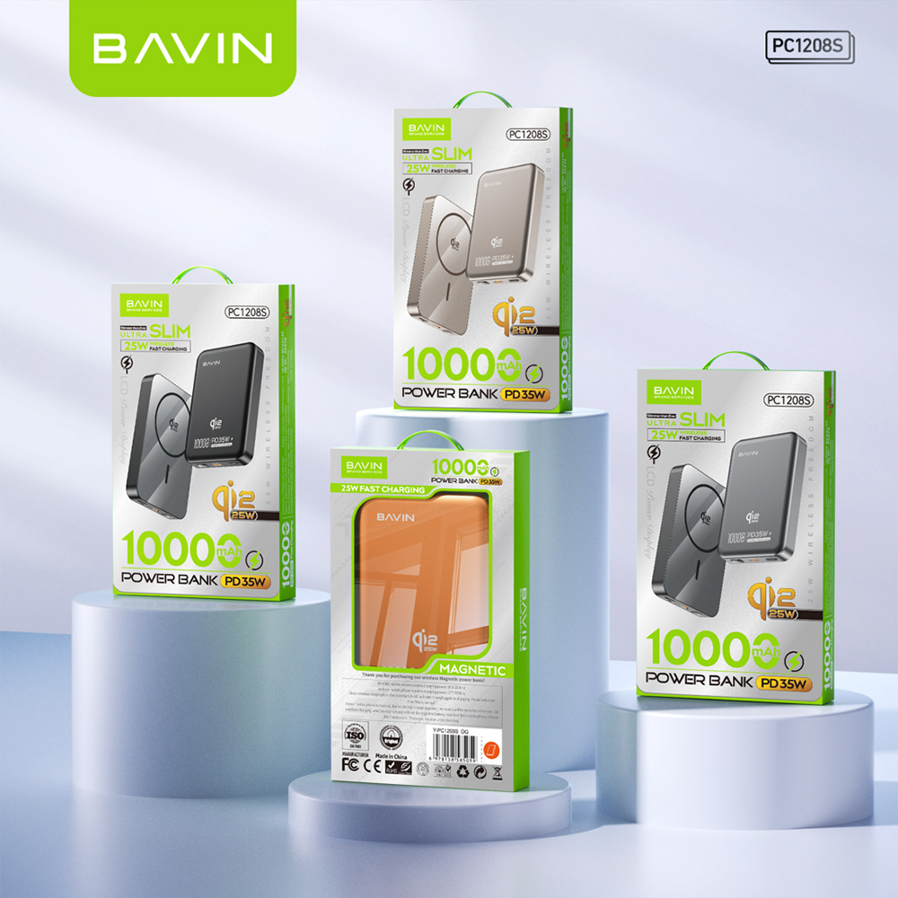 【Qi2 25W】BAVIN PC1208S 10000mAh 25W Magnetic Wireless Powerbank + PD 35W Fast Charge for iP17 Series