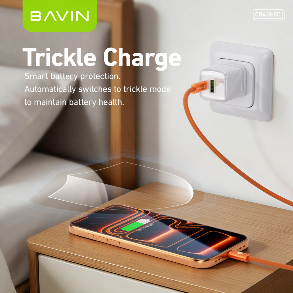 BAVIN CB413 PD 60W Type-C Fast Charging 1m Braided Cable w/ High-Speed Data Transfer for iPhone 15-17 & Android Devices
