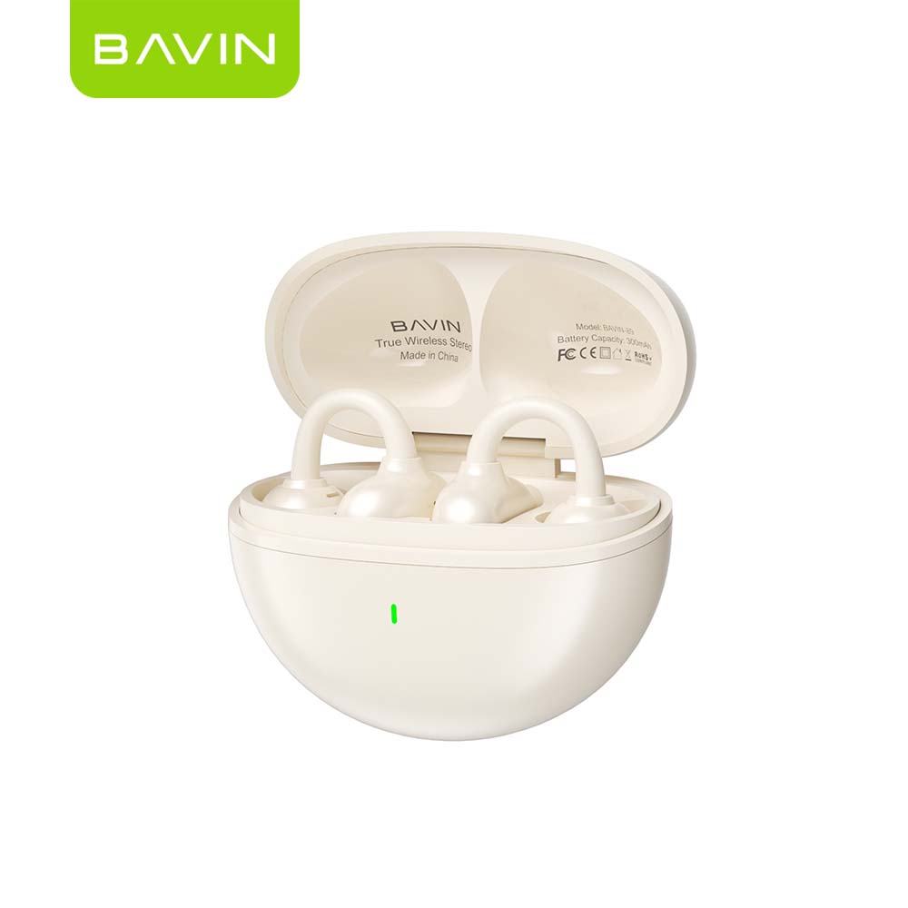 BAVIN HB-BA-89 TWS Ear Clip Bluetooth Earbuds w/ Silicone Clip, Long Battery, AI Voice Assistant & Translation