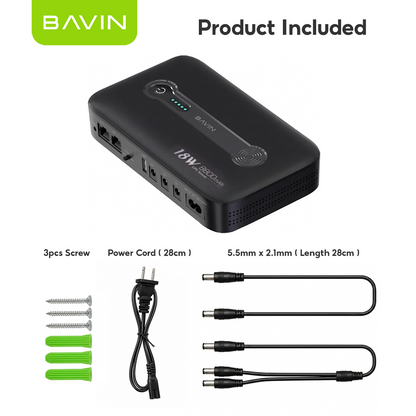 BAVIN PC1236 18W 8800mAh / 36W 10400mAh Mini DC UPS Battery Backup Powerbank for WiFi Router , CCTV