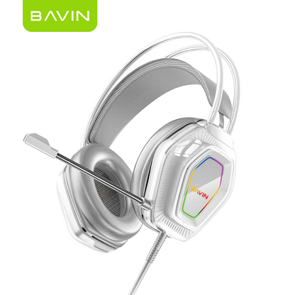 BAVIN BH62 RGB Wired Gaming Over-Ear Headphones w/ 360 Adjustable HD Microphone Vibrant LED Lights