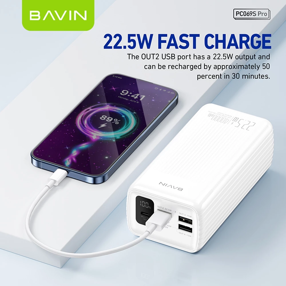 BAVIN PC069 Pro 22.5W 40000mAh Fast Charging Large Capacity Powerbank w/ Multiple 3.0A Output & Input