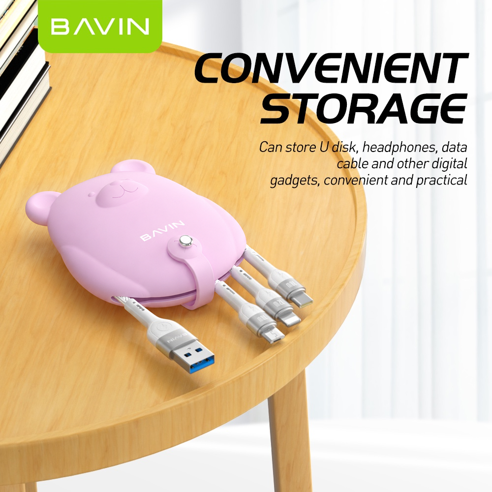BAVIN CB236-3 3in1 Fast Charging Braided Cable 18W High Density Safe for Smartphone