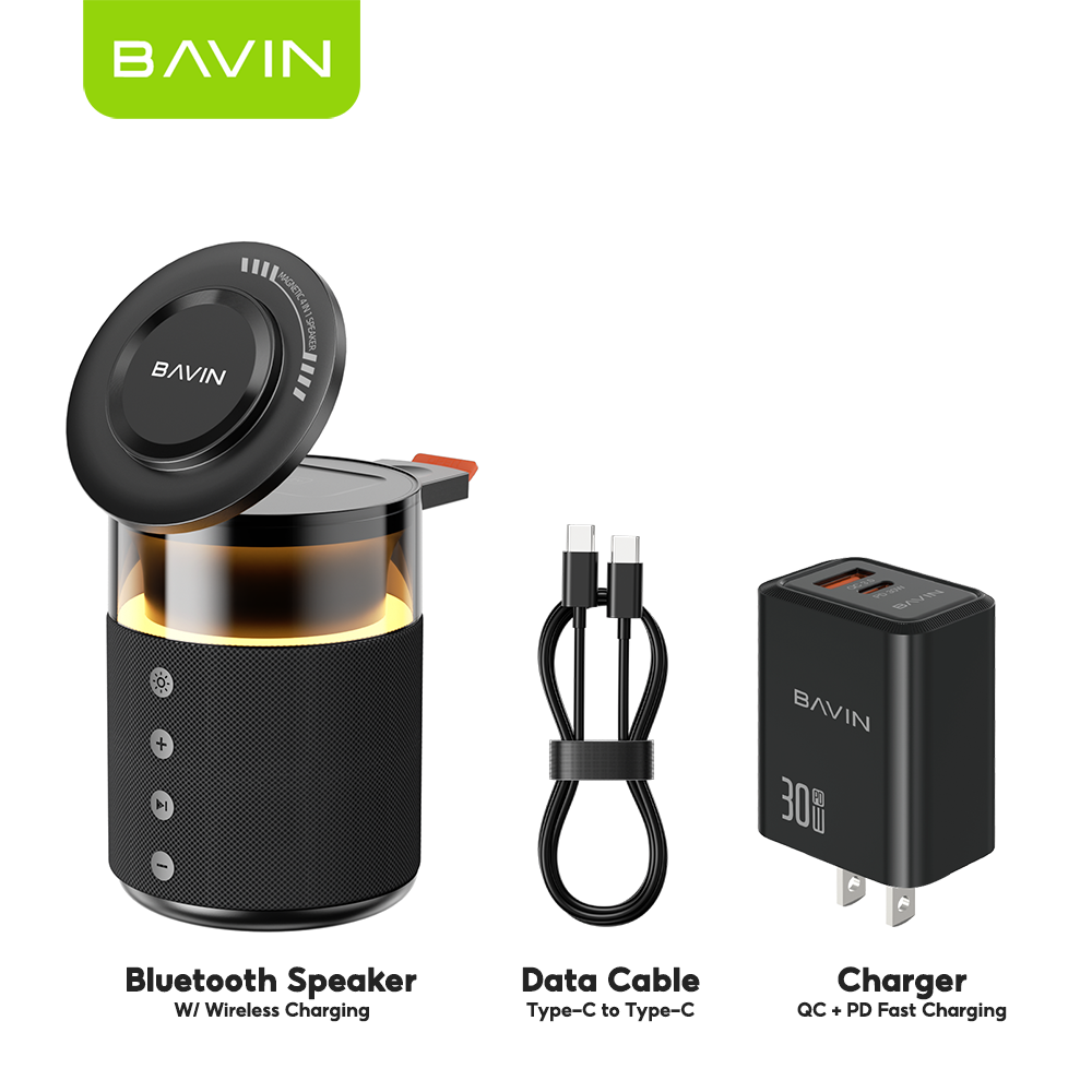 【Christmas Gift】BAVIN BM28 5in1 Multi-function Bluetooth Speaker w/15W Magnetic Wireless Fast Charging