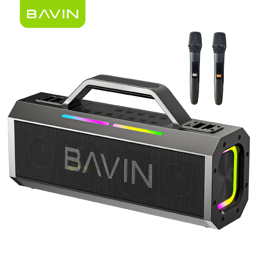 BAVIN DV-BM26 Outdoor Bluetooth Speaker Splash Proof & Durable w/ 2 Wireless Microphones
