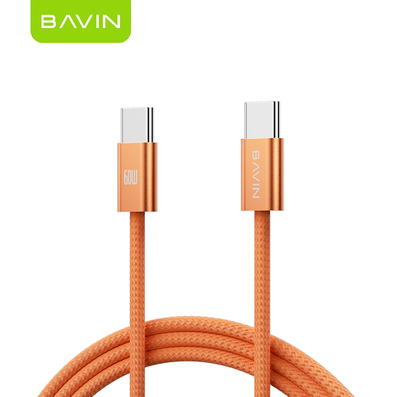 BAVIN CB416 Fast Charging PD 60W Braided 1M Data Cable Type-C to Type-C/Type-C to iPhone|480 Mbps Compatible with iPhone 15-17 & Type-C Devices