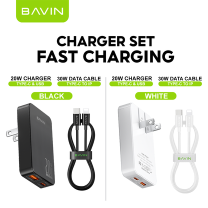 BAVIN C-PC2028-XX 20W PD QC3.0 Ultra Slim Fast Charger USB & Type-C Foldable Plug