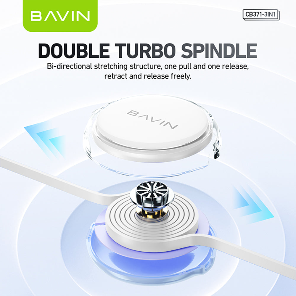 BAVIN U-CB371-3 3-in-1 Retractable Wired Charging Cable