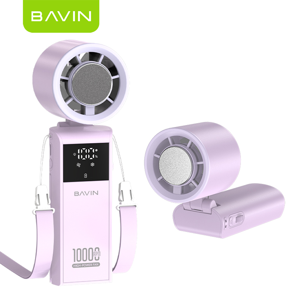 BAVIN BF019 Foldable Ultra Quiet Ice Cooling Handheld Fan 199-Speed w/ 9000mAh Powerbank + Flashlight