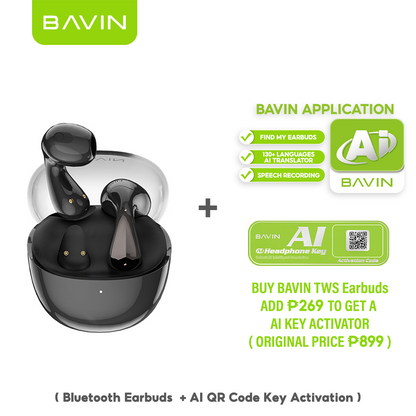 BAVIN HB-BA-65 Wireless Bluetooth 5.3 Earbuds | Hi-Fi Stereo Audio | Built-in Mic | 4H Music Time | Type-C Charging