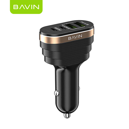 BAVIN PC587 40W Car Charger w/ Dual USB 3.0 + 20W PD Type-C Fast Charging for iPh & Android (Supports iPh17 Series)