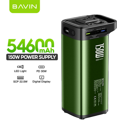 BAVIN PC021 54600mAh 150W Portable Power Supply Powerbank 22.5W w/ LED Light & Display
