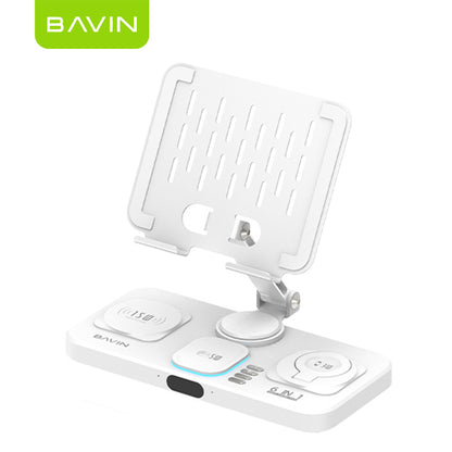 BAVIN D-S-PS87 6in1 Magnetic 15W Wireless Charging Stand w/ LED Light for Phone, Earbuds & Watch