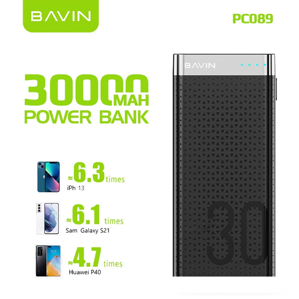 BAVIN Y-PC089 30000mAh Powerbank w/ Built-in Flashlight Dual Input & USB Output