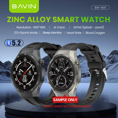 BAVIN BW-605 Smart Watch 1.43" HD | 123+ Sports Modes | AI Voice | Health Monitor | 3 ATM Waterproof