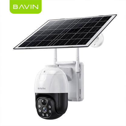 BAVIN SC802 Solar-Powered Outdoor Pan Wireless Security CCTV Camera 5MP HD PTZ Camera w/Weatherproof