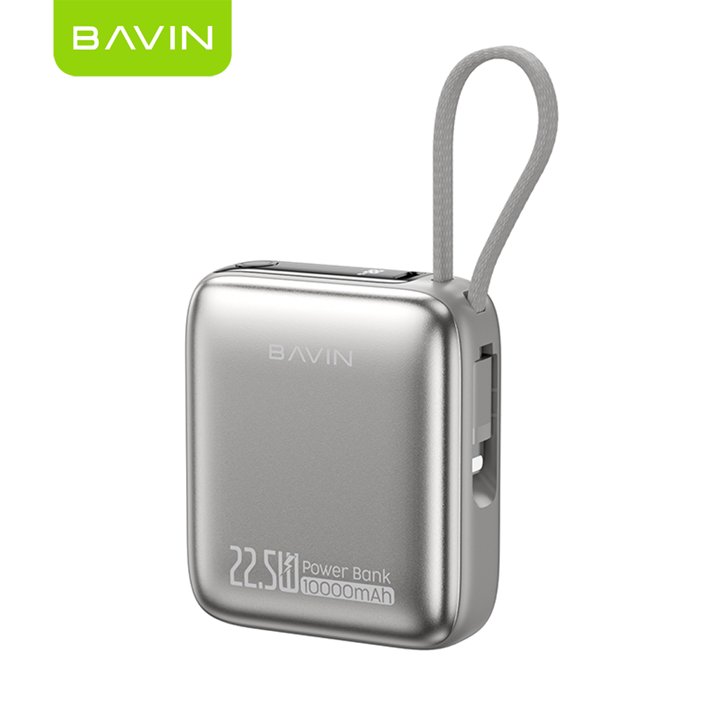 BAVIN PC1210S 2in1 10000mAh 22.5W Fast Charging Mini Powerbank Built-in Dual Cable Compact & Portable
