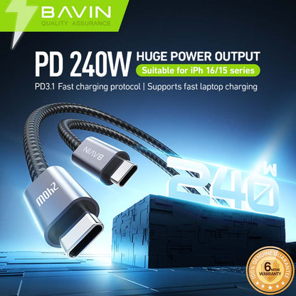 BAVIN U-CB363-CC 240W Super Fast Charging Nylon Braided Cable