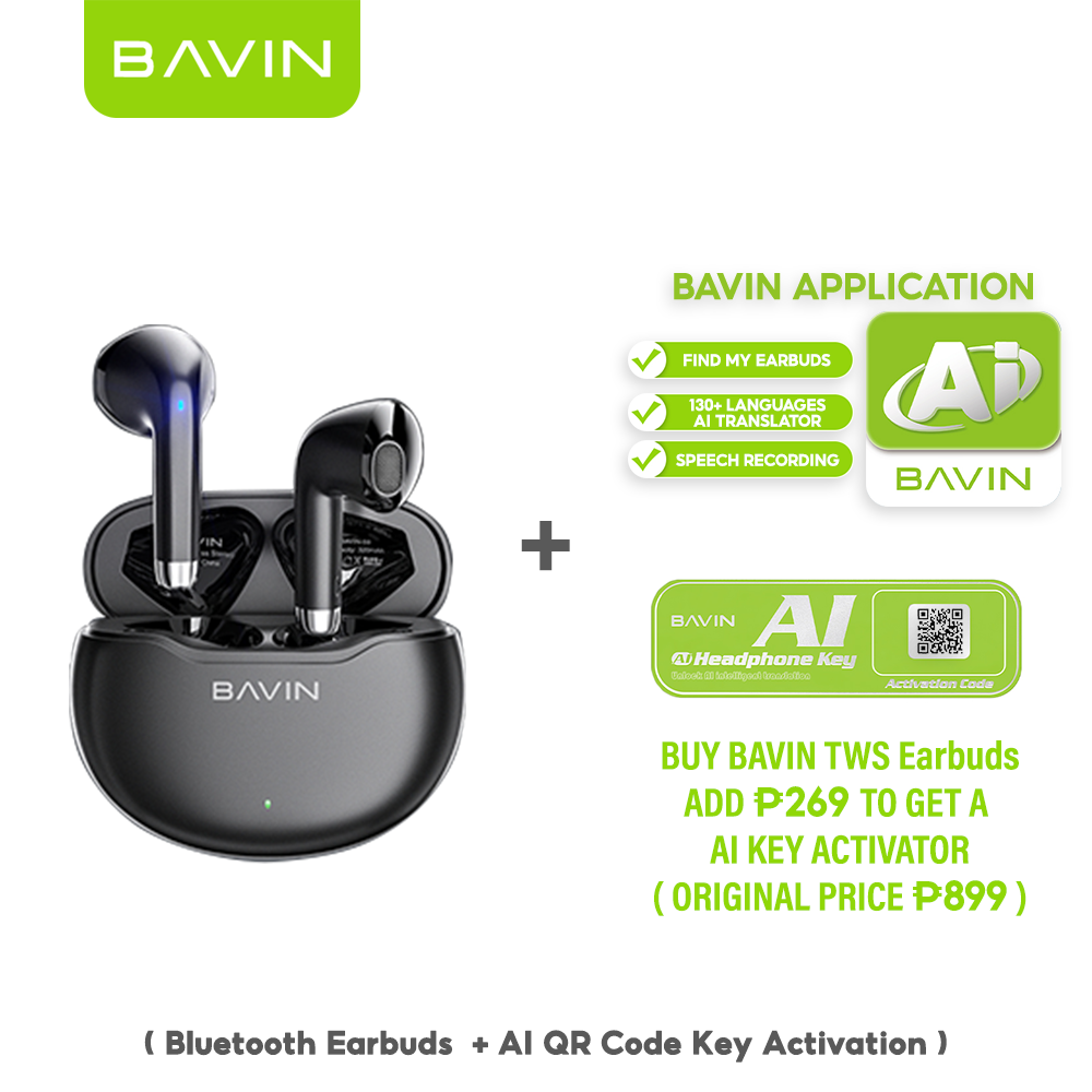 BAVIN HB-BA-59 TWS Wireless Bluetooth Earbuds w/ HiFi Stereo Sound, Long Battery, AI Assistant & Translation