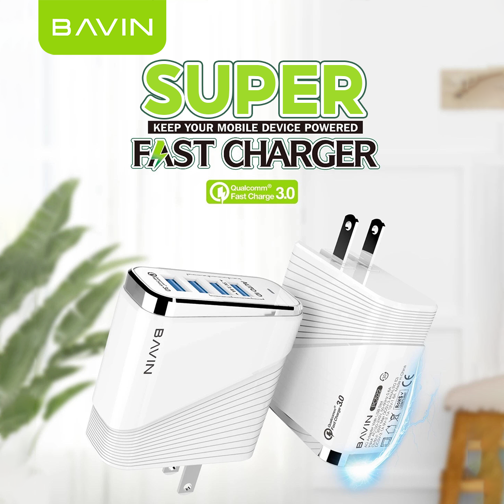 BAVIN C-PC522 18W QC 3.0 Fast Charging Multi-Port USB Wall Charger Adapter for iP & Android Devices