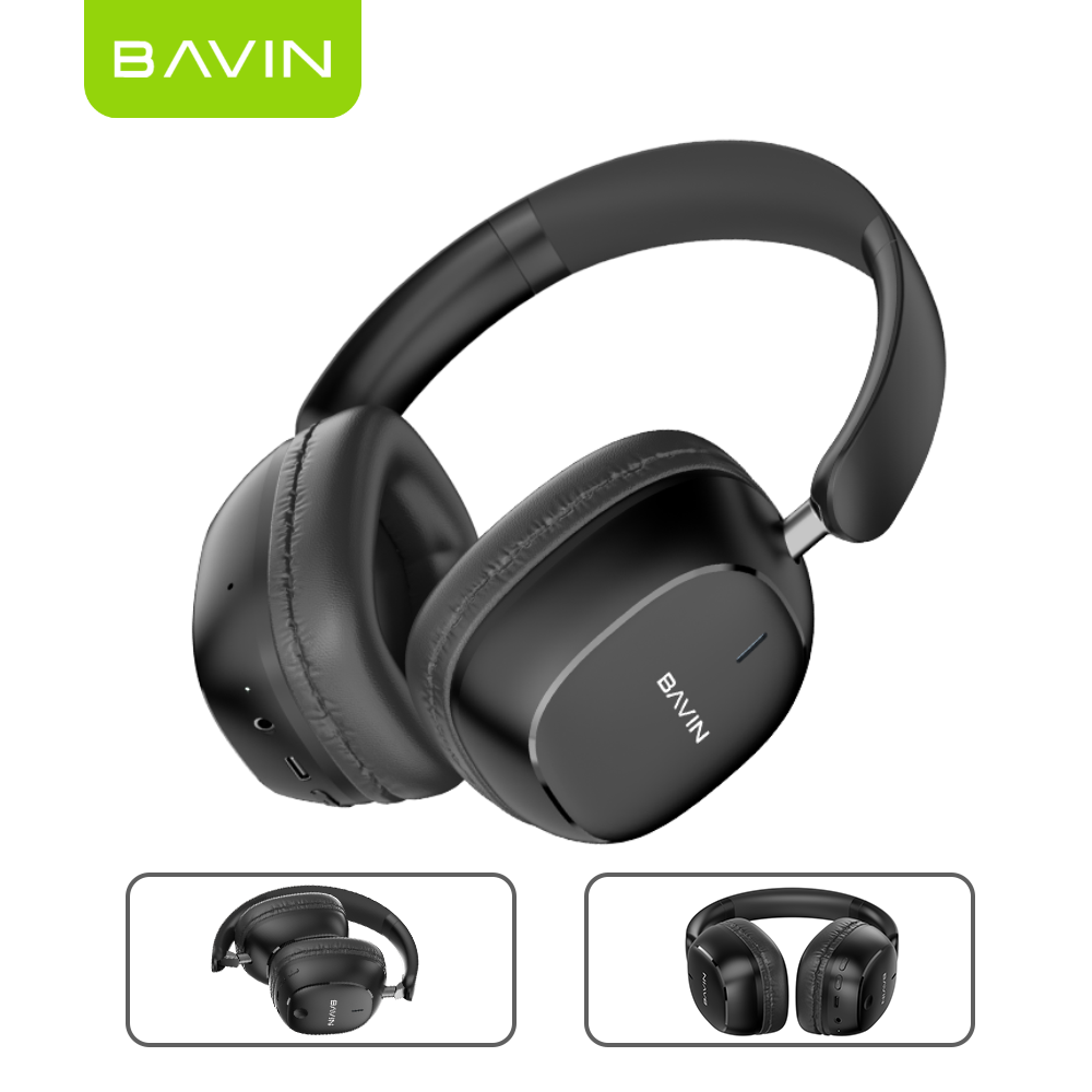 BAVIN HB-BH58 Wireless Bluetooth Earphones w/ Active Noise Cancellation Ergonomic Design Smartphone Compatibility Black