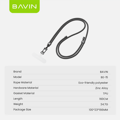 BAVIN BE15 Mobile Phone Strap Lanyard Phones Adjustable with 160cm Long Thick Cross-body Shoulder