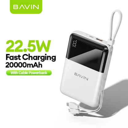 BAVIN PC1023 20000mAh 22.5W Fast Charging Powerbank Long Battery & Built-in Cable
