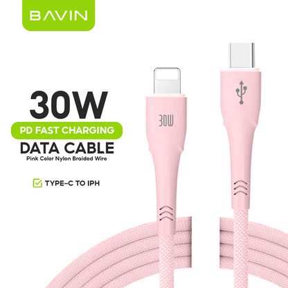 BAVIN U-CB284-PD 2.4A Fast Charging Cable 1.2m Nylon Braided