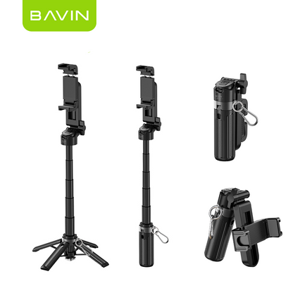 BAVIN D-Z-P23 3in1 Mini Selfie Stick w/ Tripod Bluetooth 42cm Portable & Compact 360° Rotation & Wireless Camera Shutter