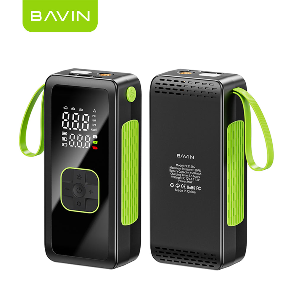 BAVIN Z-PC1158S Portable 150 PSI Car Air Pump Air Compressor Tire Inflator w/ LED Light & 4500mAh Powerbank