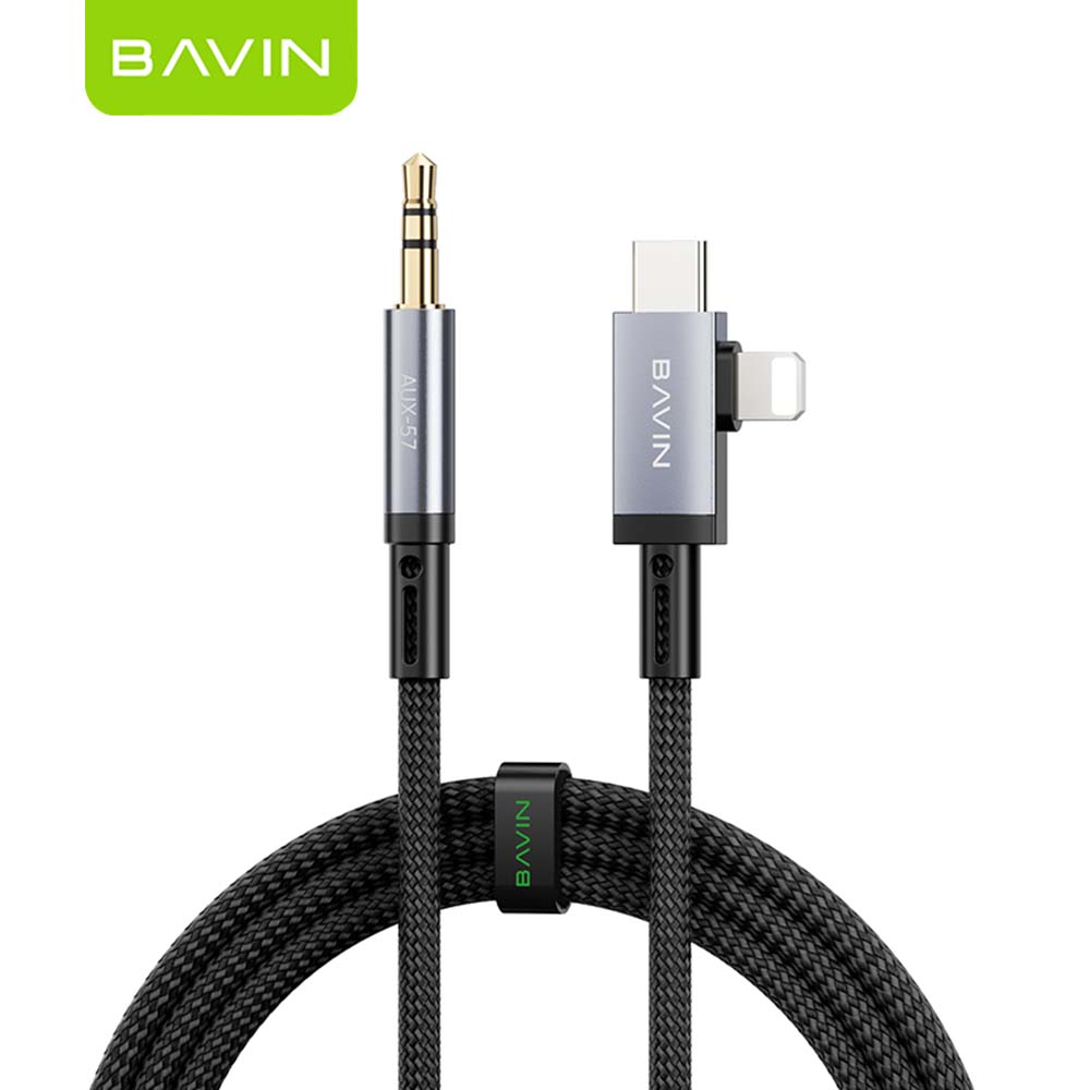 BAVIN H-AUX57 2 in 1 Hi-Fi Aux Cable 1 Meter for Type-C & iPhone to 3.5mm