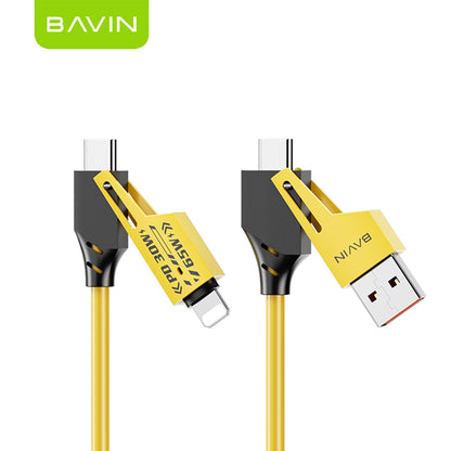 BAVIN U-CB390 4 IN 1 Fast Charging Cable PD 30W / 65W Type-C Multi-function for Supports Laptop Charging & Smartphones