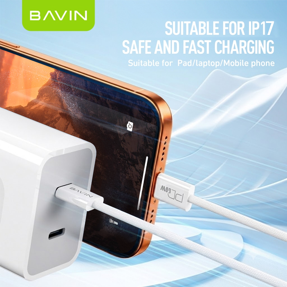 BAVIN CB325 60W USB C Cable Type C Data Cord PD Fast Charging For iPhone 17 Series & Laptop Charging