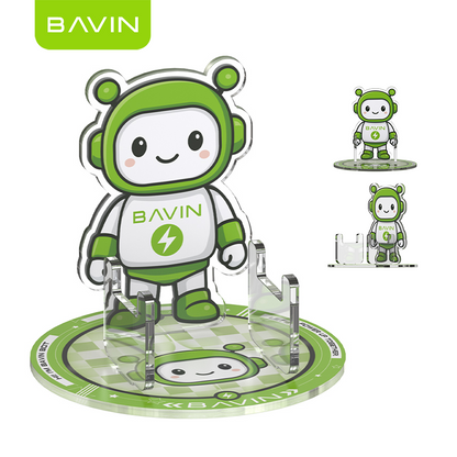 BAVIN Phone Stand Acrylic Transparent Robot Design Holder for Desk Compatible for Smartphones