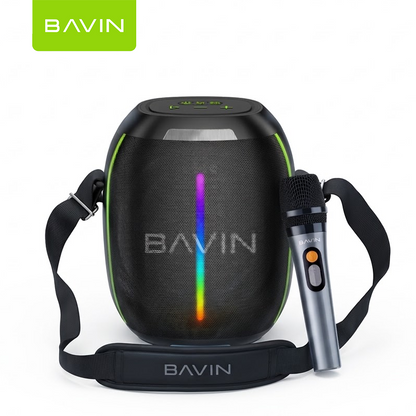 BAVIN BM58 250W Portable Party Bluetooth Karaoke Speaker 12000mAh with RGB LED Lights & Wireless Mic