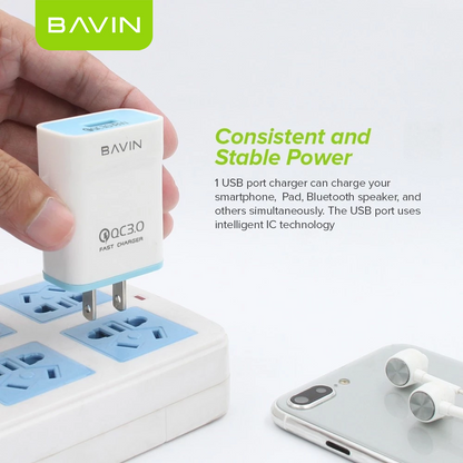 BAVIN PC658 Qc3.0 Quick Charging Charger W/ Charging Cable for iPhone / Micro / Type-C