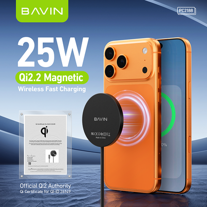 (Qi2 25W) BAVIN PC2021 25W Magnetic Wireless Fast Charging Charger for Android & iPhone 18 Series