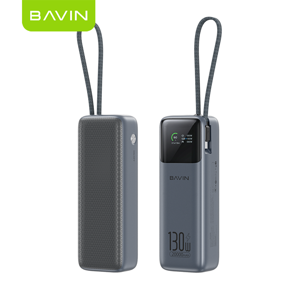 [CCC] BAVIN PC1233S 130W 20000mAh Fast Charging Powerbank Built-in Type-C Cable & TFT Digital Display