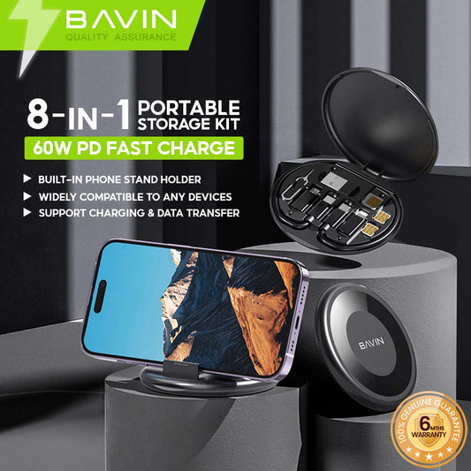 BAVIN U-CB320 8in1 Phone Charging Cable for Type-C / USB Adapter / Sim Injector / 60W Type-C to Type-C