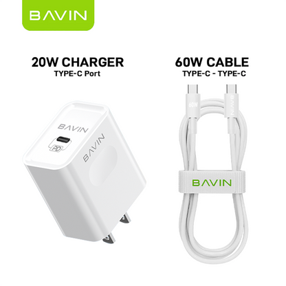 BAVIN PC837 20W PD Type-C Adapter Fast Charging Multi-Protection Charger for Smartphones