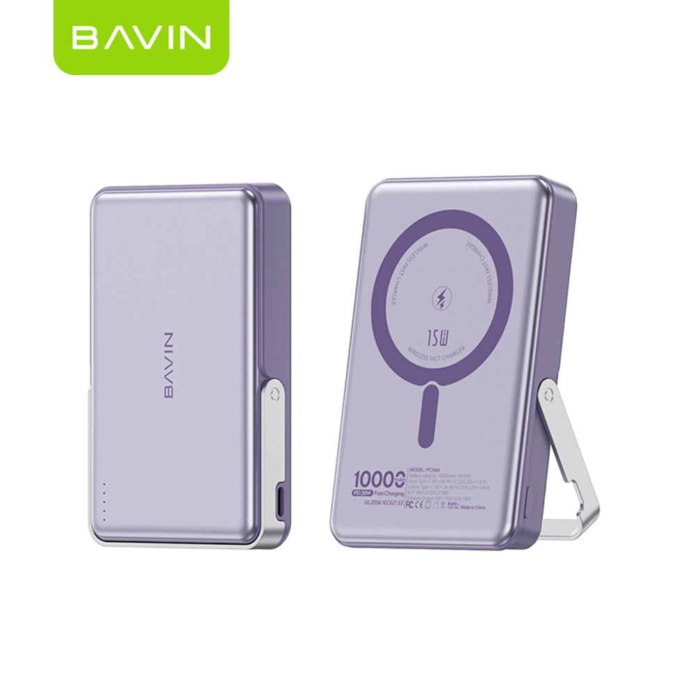 BAVIN Y-PC1168 10000mAh 15W Magnetic Wireless Powerbank 22.5W w/ PD 20W Type-C Fast Charging & Stand for Smartphones