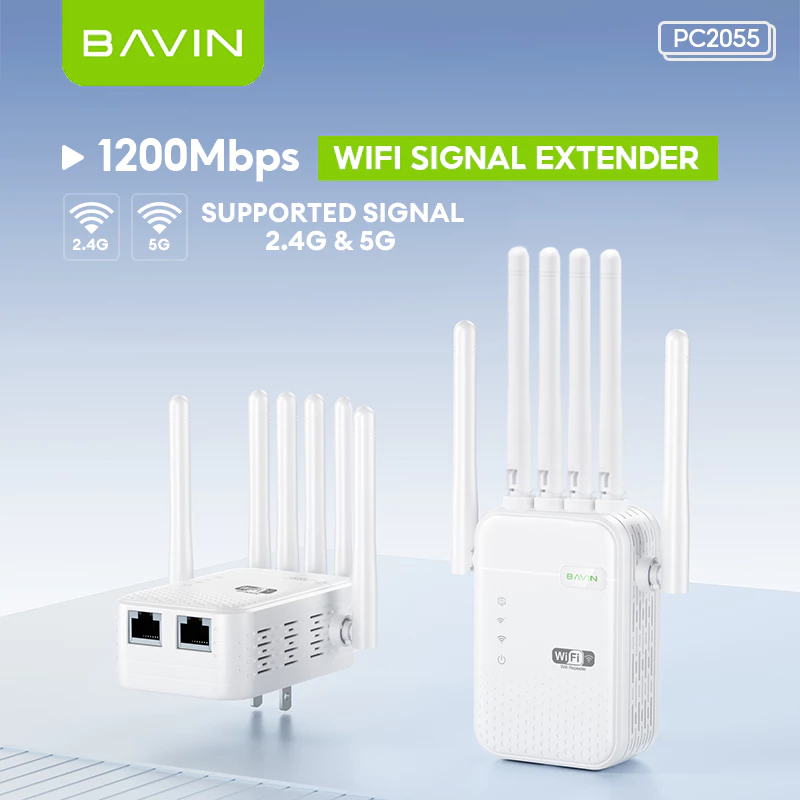 BAVIN PC2053/PC2055 Wireless WiFi Repeater AP Signal Extender 2.4G / 5G Supports Up To 1200Mbps