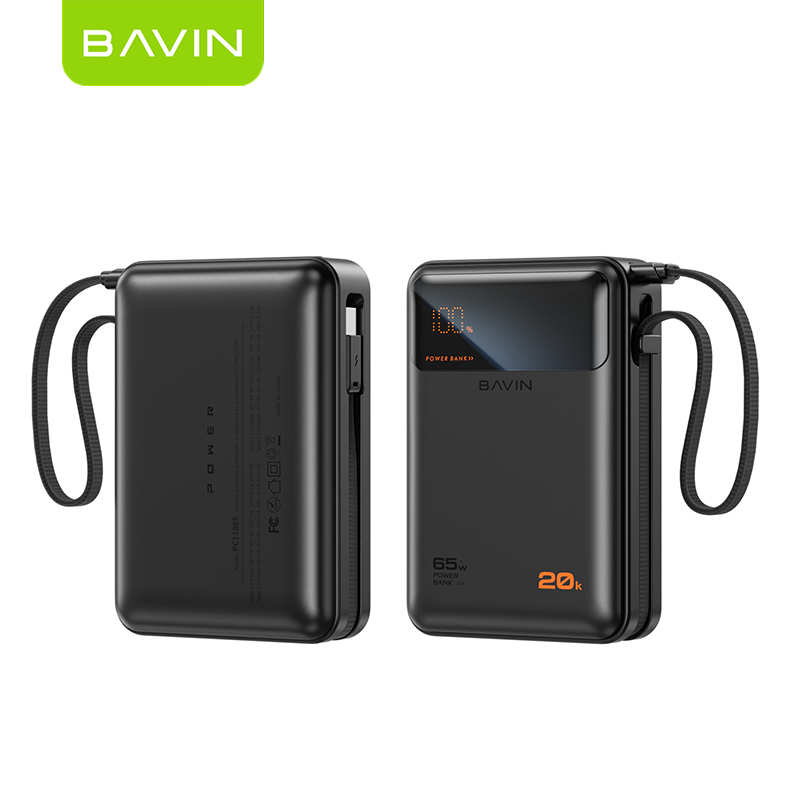 BAVIN Y-PC1188 20000mAh 65W PD Fast Charging Powerbank w/ Built-in Type-C Cable | LED Display Laptop & Mobile Compatible