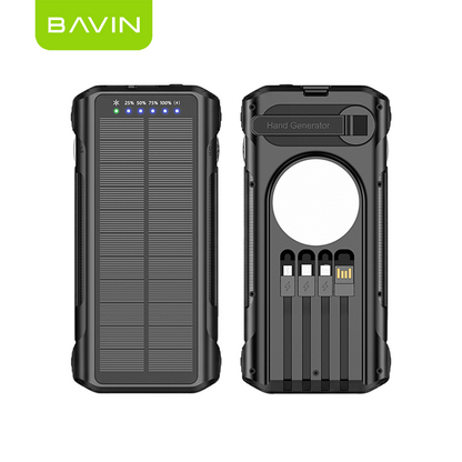 BAVIN PC1250 Portable Multifunctional 40000mAh PD 22.5W Fast Charge Solar Powerbank Built-in Cables