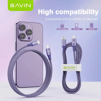 BAVIN CB201 60W / 30W /18W / 12W Fast Charging Data Cable 1m Nylon Braided Wire for Android / iPhone 17
