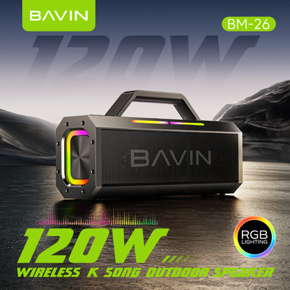 BAVIN DV-BM26 Outdoor Bluetooth Speaker Splash Proof & Durable w/ 2 Wireless Microphones